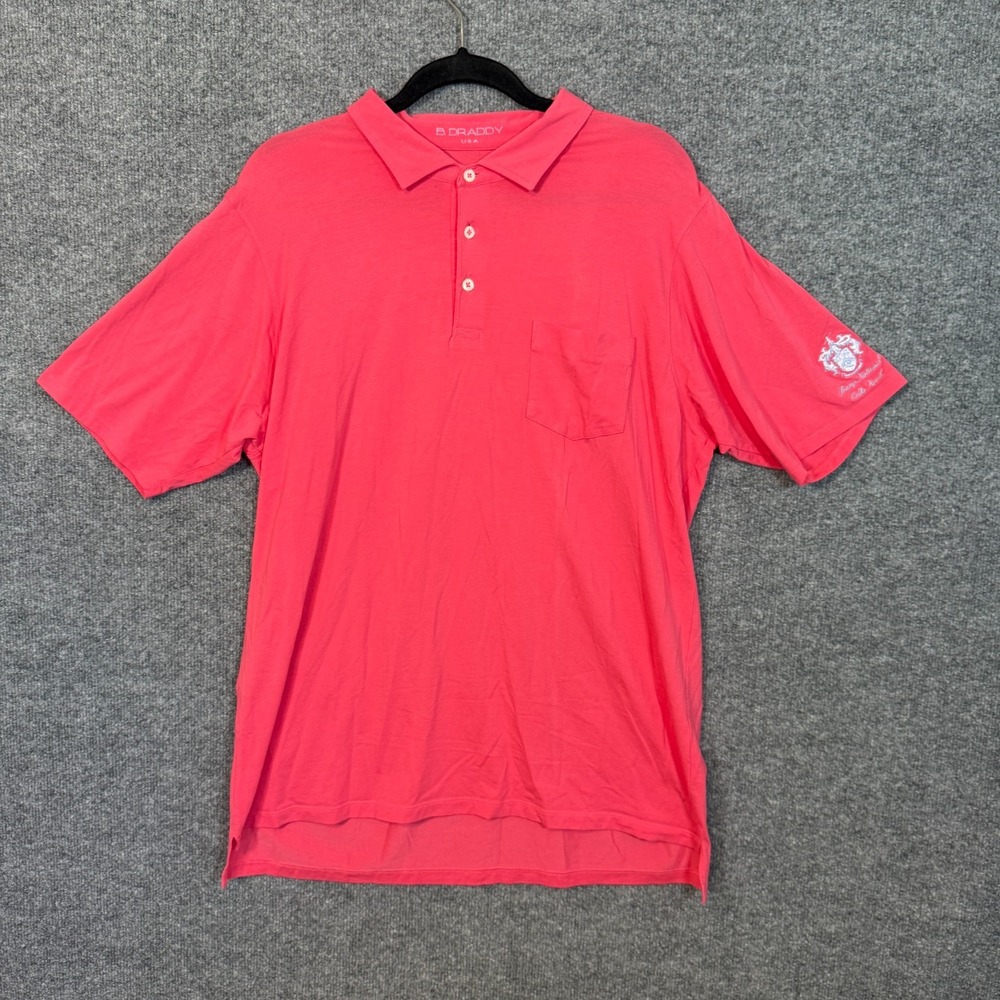 B. Draddy Polo Shirt‎ Mens Large Pink Performance Golf Polo Shirt Trump National